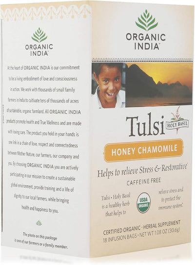 ORGANIC INDIA Tulsi Honey Chamomile Herbal Tea - 18 Infusion Bags