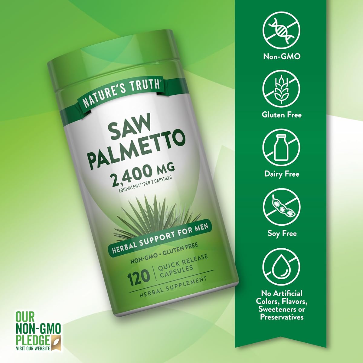 Nature's Truth Saw Palmetto Herbal Complex - 120 Capsules - Image 3