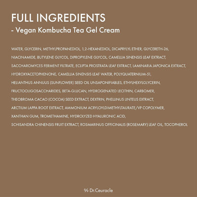 Dr.Ceuracle Vegan Kombucha Tea Gel Cream - Vegan Tea Complex Moisturiser, 75g - Image 7