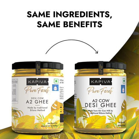 KAPIVA A2 COW DESI GHEE 500 ml (455g) + KAPIVA Raw Honey 500g