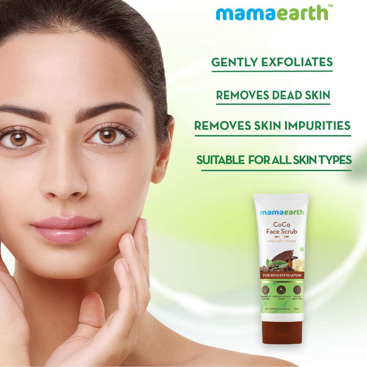 Mamaearth CoCo Face Scrub with Coffee & Cocoa - 100g - Image 3