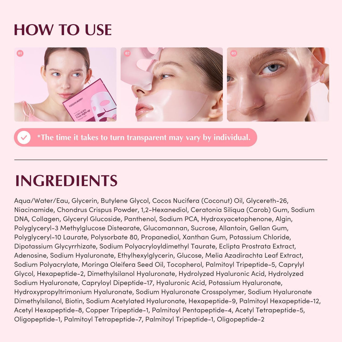Eqqualberry Collagen Pore-Tight Up Hydrogel Mask - 4 Sheets, 30g Each - Image 8