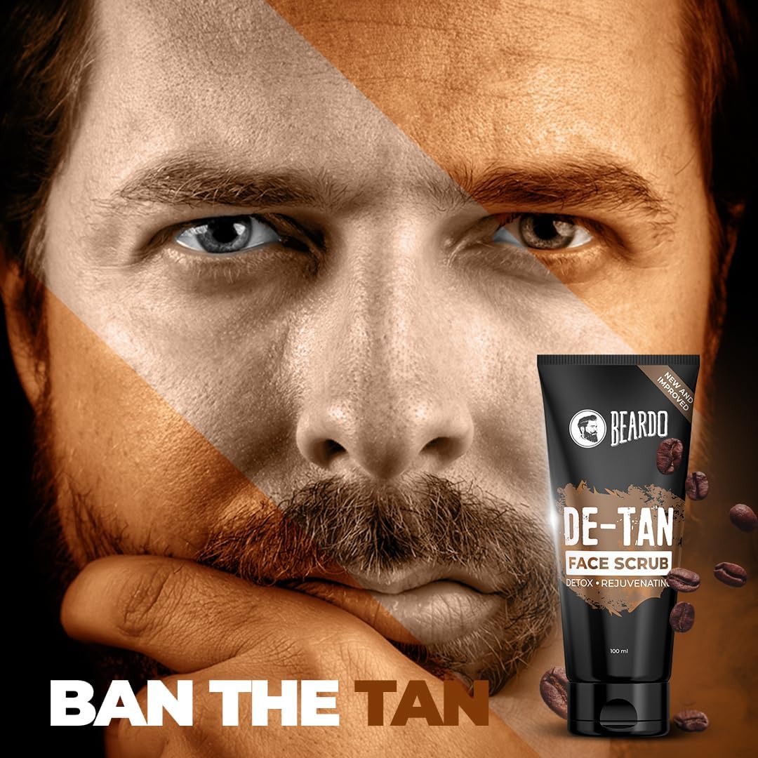 Beardo DeTan Face Scrub with Caffeine - Exfoliating Mask, 100g Tube - Image 2