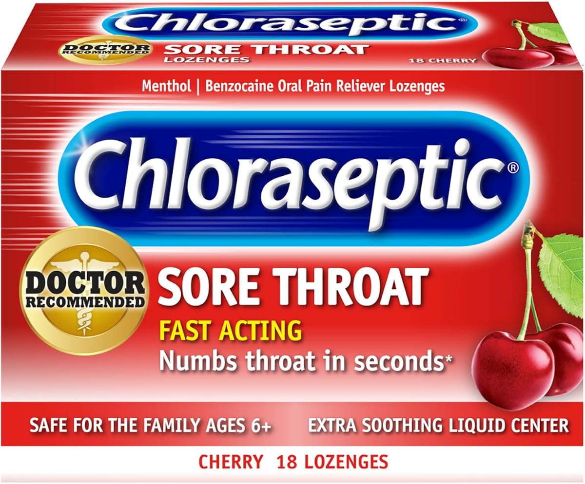 Chloraseptic Sore Throat Lozenges Cherry with Liquid Center - Benzocaine, 18 Lozenges