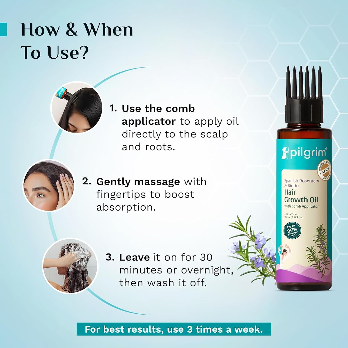 Pilgrim Spanish Rosemary & Biotin Hair Growth Oil - 100ml - Image 4