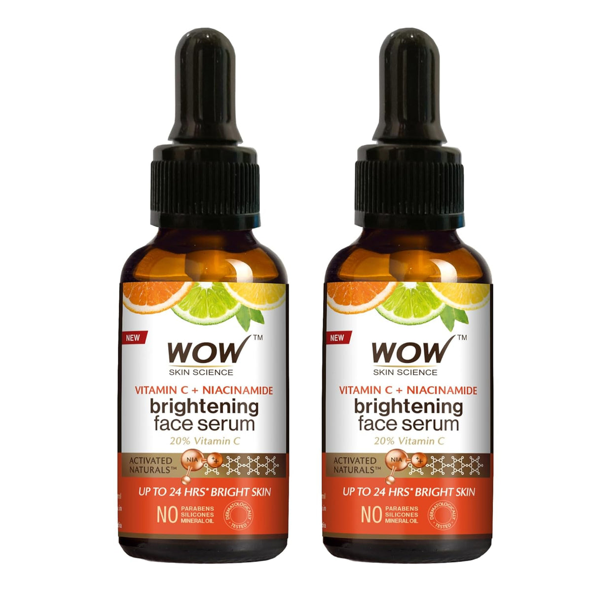 Wow Skin Science Brightening 20% Vitamin C Face Serum 30 Ml | Pack Of 2