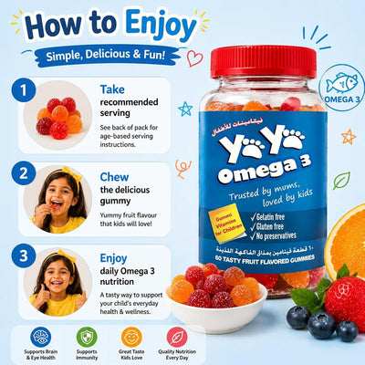 YAYA Omega 3 Gummies for Children, DHA Enriched, 60 Count - Image 5