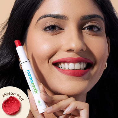 Mamaearth Lipstick Melon Red - Vibrant Colour Cosmetics - 2gm - Image 2