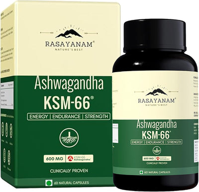 Rasayanam Ashwagandha KSM-66 Capsules - 500mg, 60 Count