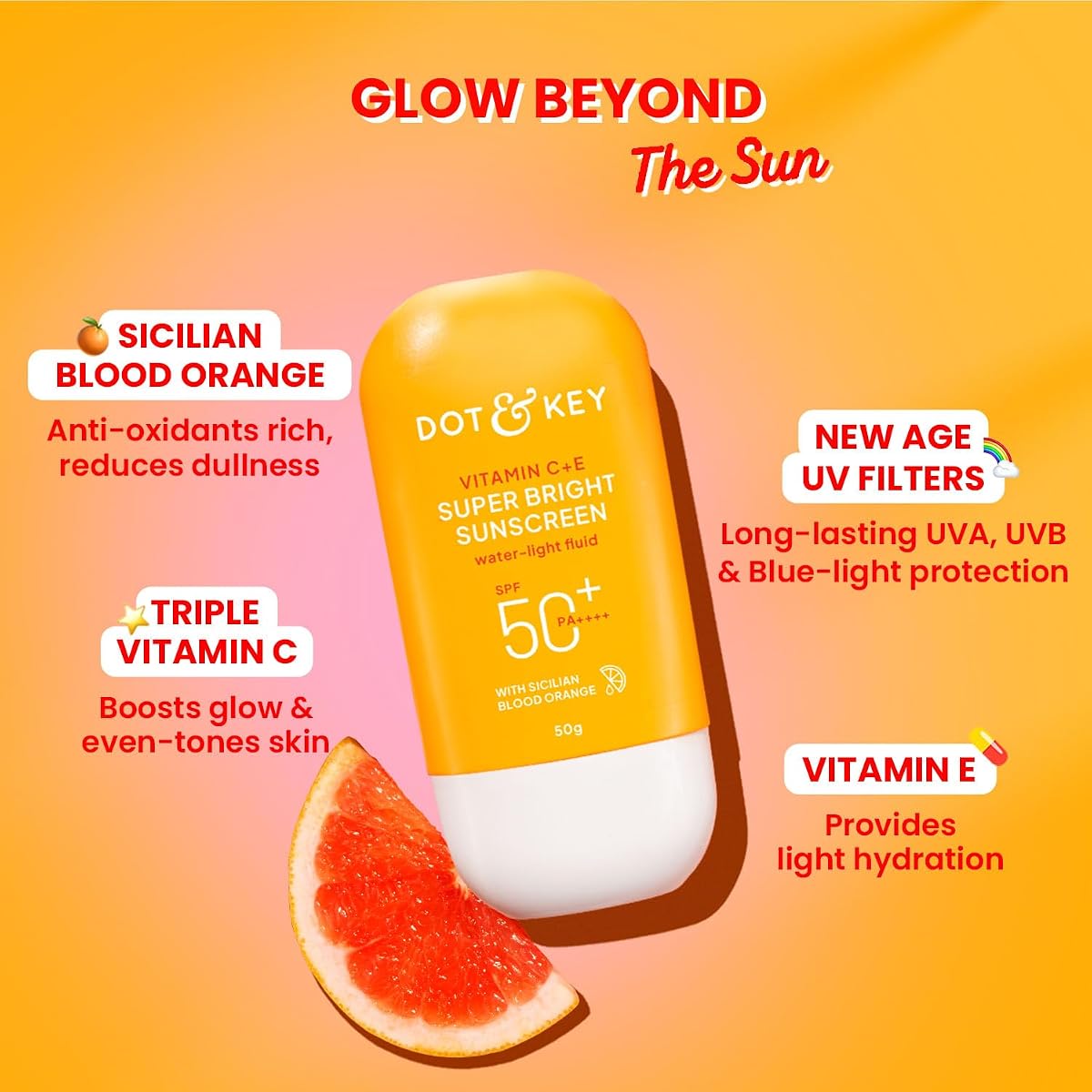 Dot & Key Vitamin C + E Face Sunscreen SPF 50 PA+++ - 50g - Image 4