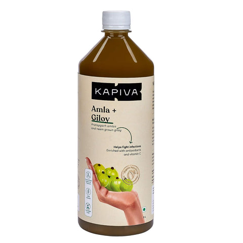 Kapiva Amla plus Giloy Juice, Helps in Detox and Blood Purification, Aids Blood Pressure Management (1L)