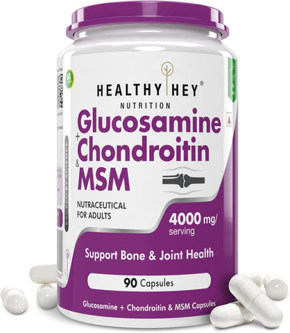 Healthyhey Double Strength Glucosamine Chondroitin And Msm For Cartilage; Joint And Bone (2000 Mg) Capsules 90 Count