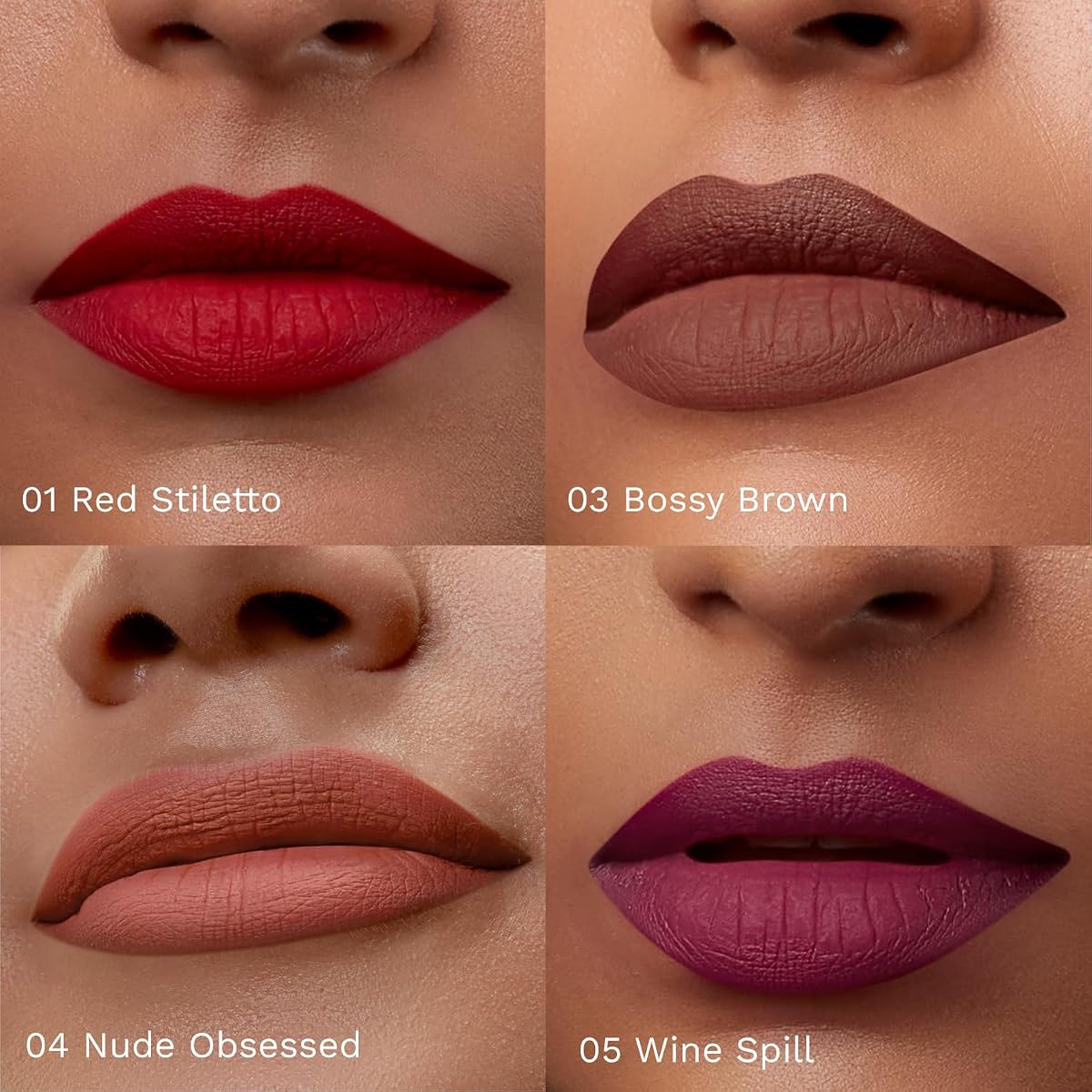 Pilgrim Matte Mini Liquid Lipstick - Spanish Squalane, Hydrating - 4 x 4ml Pack - Image 3