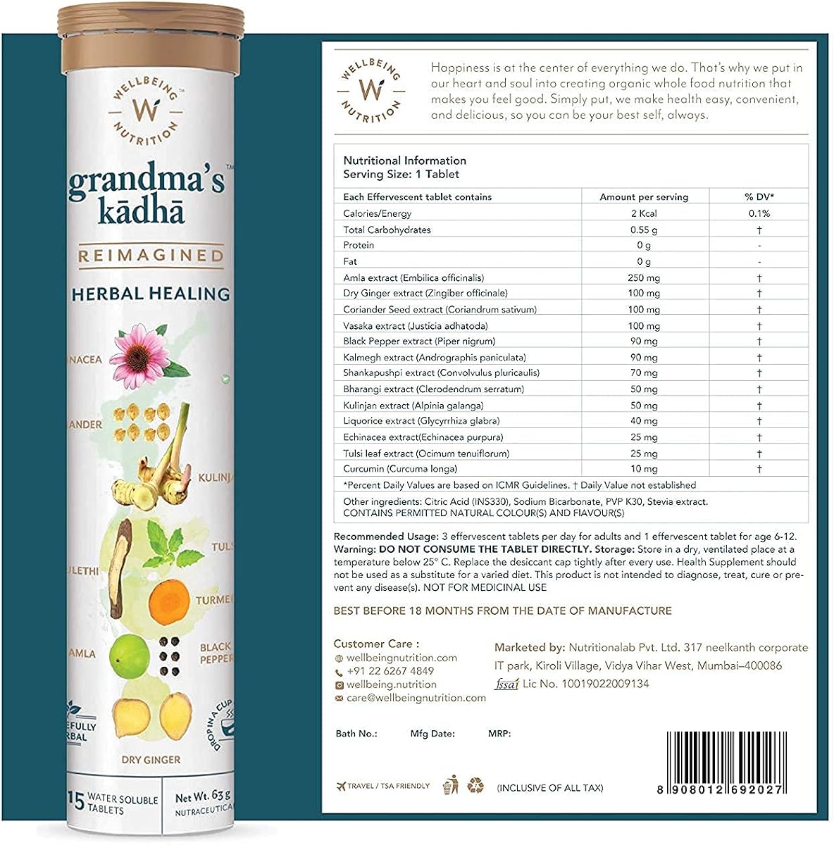 Wellbeing Nutrition Grandma's Kadha Herbal Immunity Booster Effervescent Tablets - Organic Ayurvedic Remedy - Image 8
