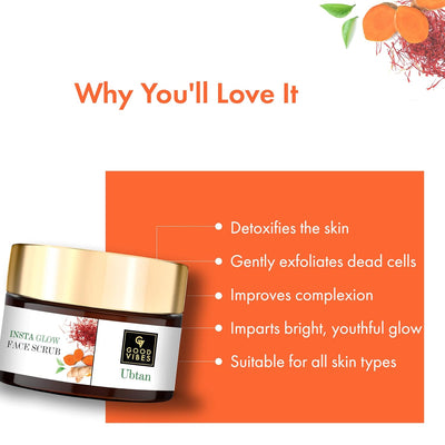Good Vibes Ubtan Insta Glow Face Scrub - 50 gm Exfoliator - Image 2