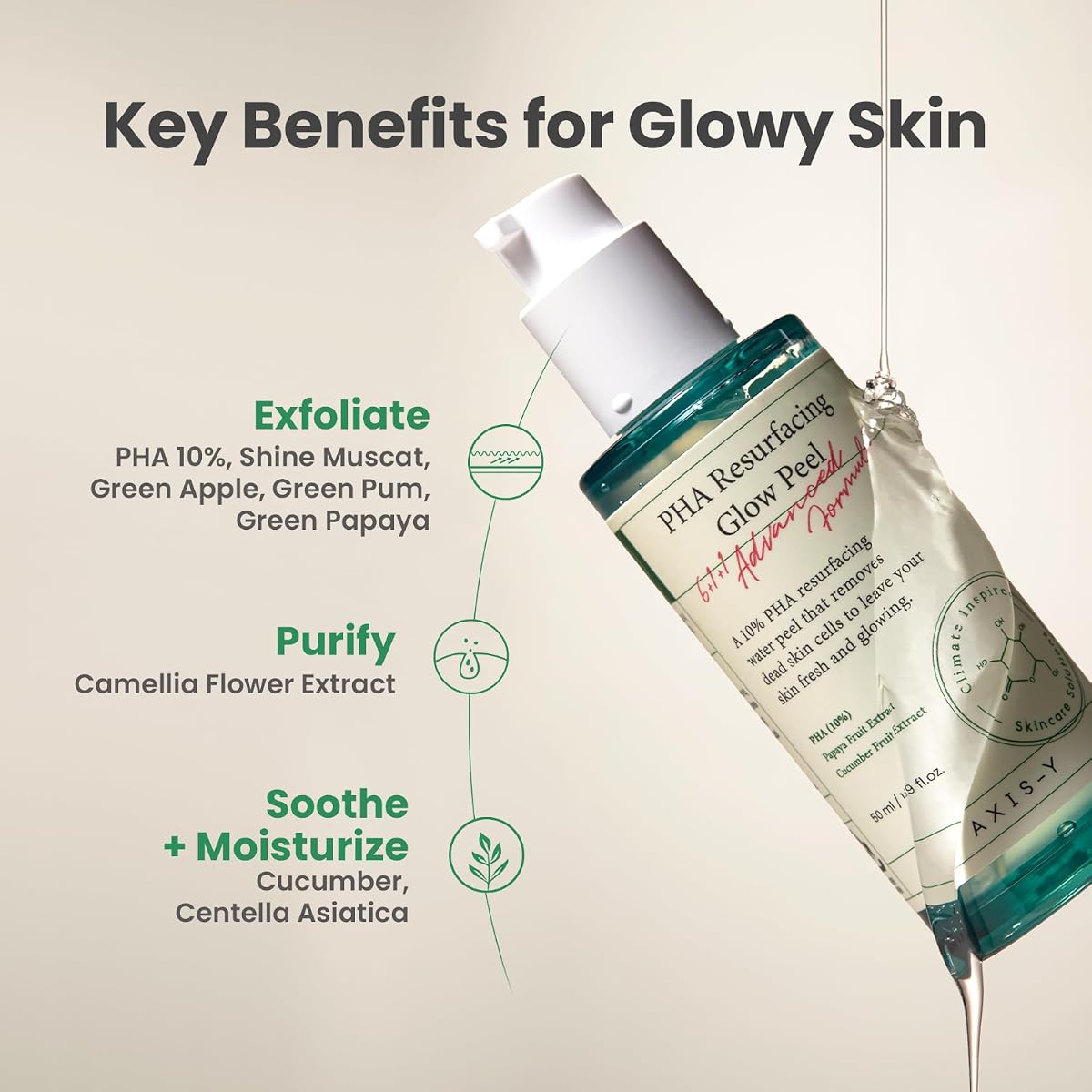 AXIS-Y PHA Resurfacing Glow Peel - Gel Water Peel with 10% PHA, 50ml - Image 4