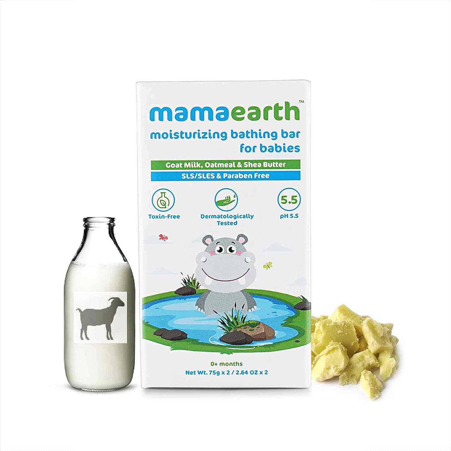 Mamaearth milky soft bathing bar for babies with oats, milk & calendula 75gm X 2