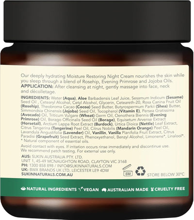 Sukin Moisture Restoring Night Cream - Rosehip & Shea Butter, 120ml - Image 3