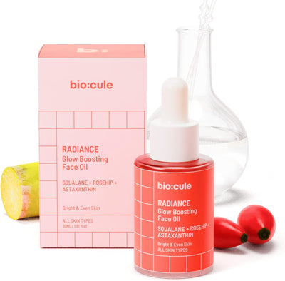 Biocule Face Moisturiser - Radiance Glow Boosting Oil with Squalane, Rosehip, Astaxanthin - 30ml
