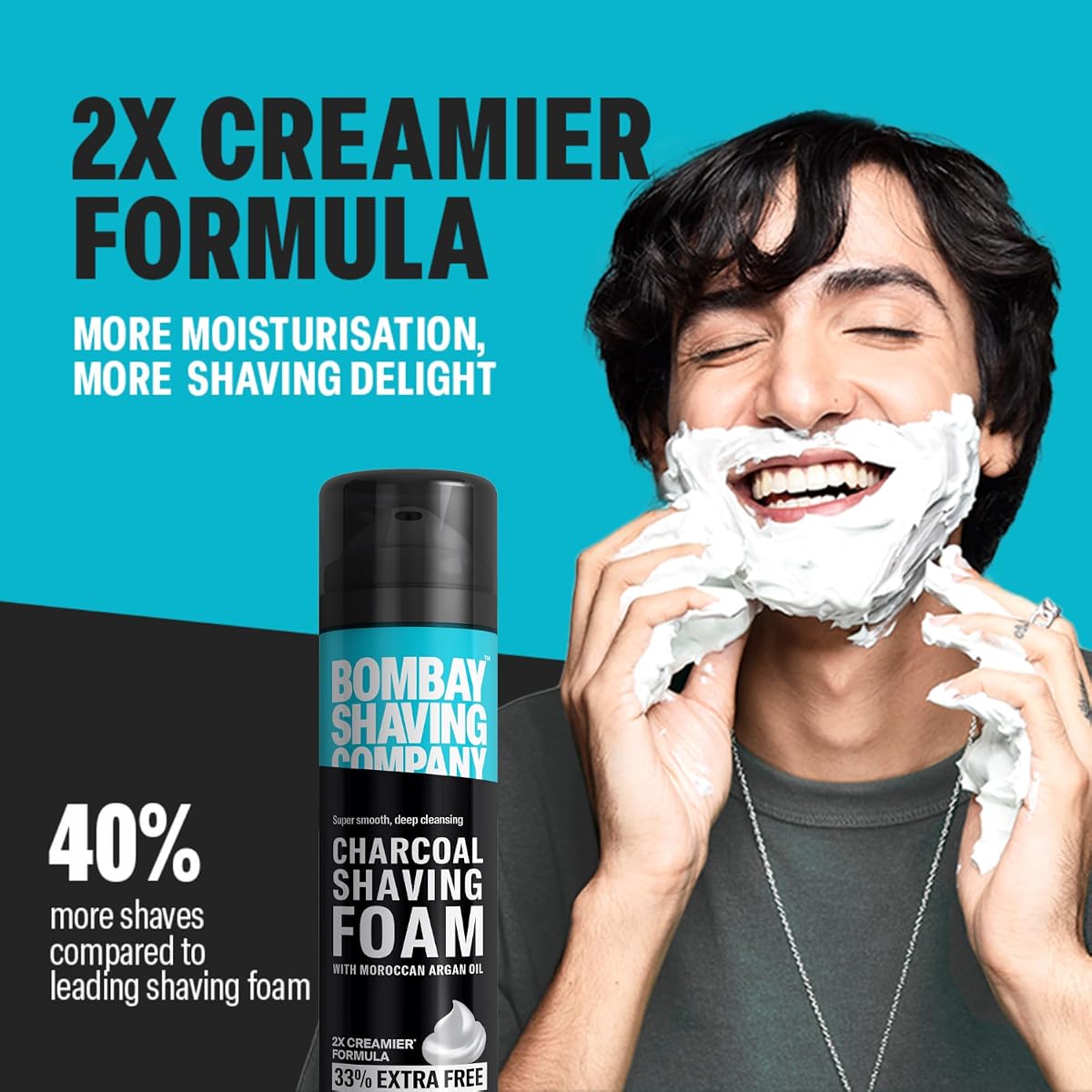 Bombay Shaving Company Charcoal Shaving Foam with Moroccan Argan Oil - 266ml - Image 2