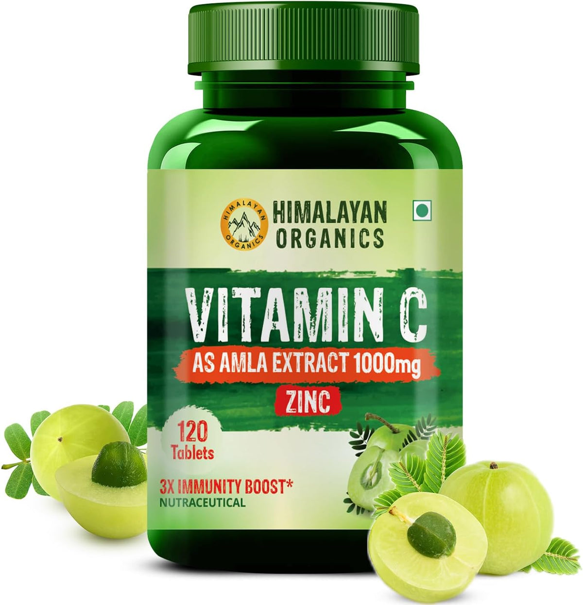 HIMALAYAN ORGANICS Vitamin C 1000mg with Amla Extract & Zinc - 120 Tablets