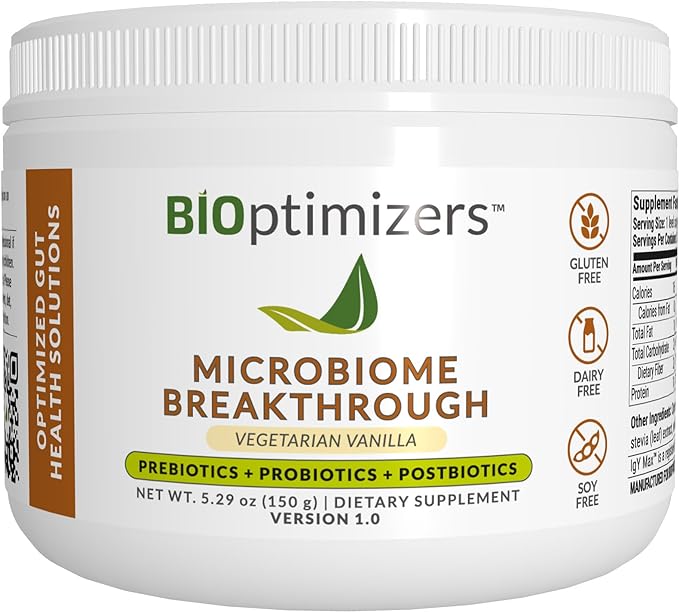 BiOptimizers Biome Breakthrough Repair Powder - Vanilla Flavour, Gut Health & Probiotics