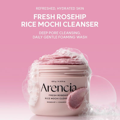 Arencia Fresh Rosehip Brightening Rice Mochi Face Cleanser - Exfoliating & Moisturising - 120g - Image 2