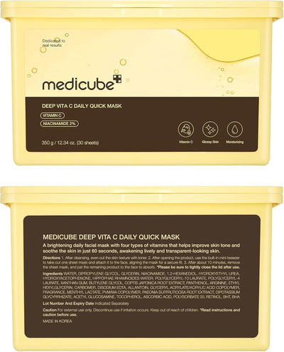 Medicube Deep Vita C Daily Quick Sheet Masks - Vegan, Triple Vitamin Complex - 30 Sheets - Image 8
