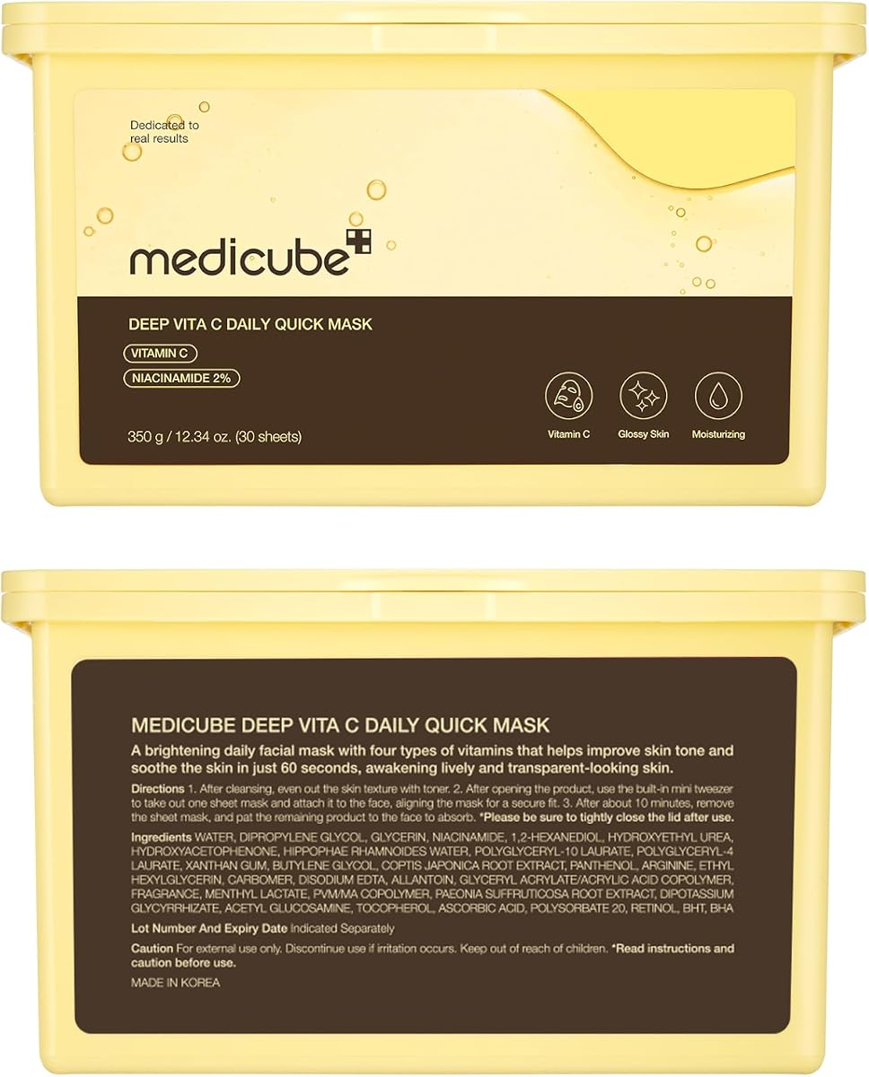 Medicube Deep Vita C Daily Quick Sheet Masks - Vegan, Triple Vitamin Complex - 30 Sheets - Image 8