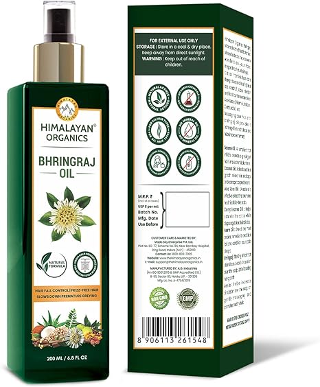 HIMALAYAN ORGANICS Pure Bhringraj Ayurvedic Hair Oil - 200ml - Image 2