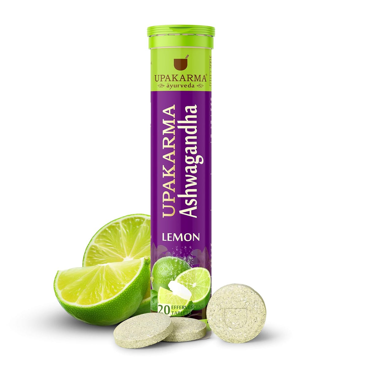 Upakarma Ashwagandha Effervescent Tablets, Lemon Flavour, 20 Tablets