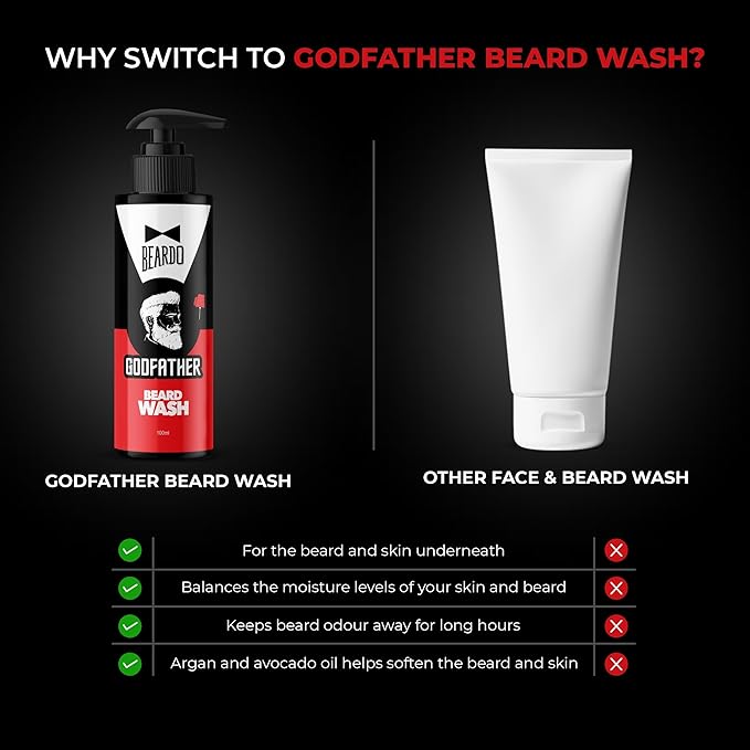Beardo Godfather Beard Oil & Wash Set - 30ml Oil, 100ml Wash - Image 3