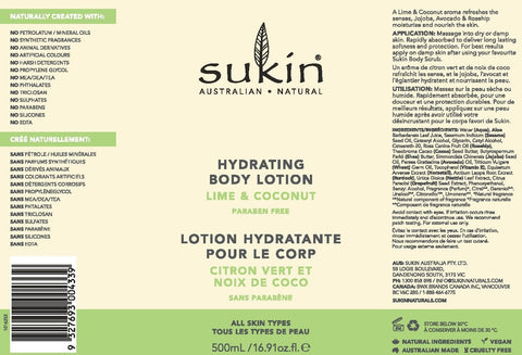 Sukin Botanical Body Wash, Lime & Coconut, 500 Ml