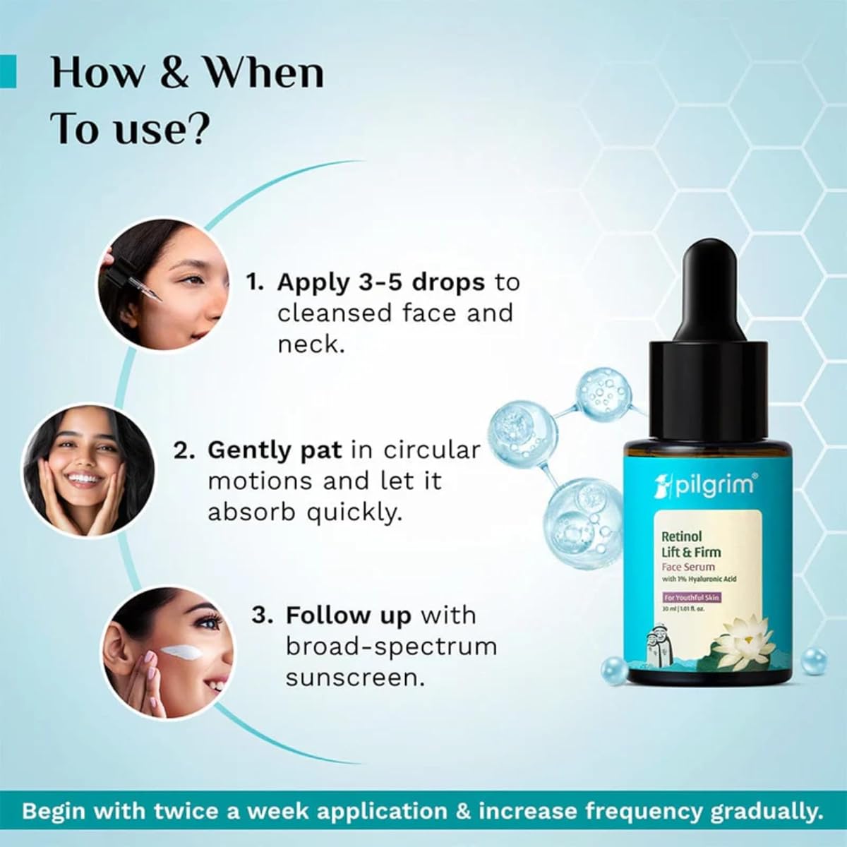 Pilgrim Retinol & Hyaluronic Acid Face Serum, Lift & Firm - 30ml - Image 6