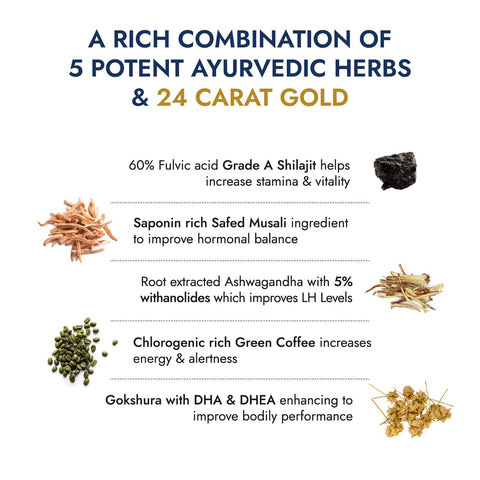 Kapiva Shilajit Gold 60 Capsules | Contains 24 Carat Gold | Boosts Stamina In 4 Weeks | 100% Ayurvedic (2/pack)