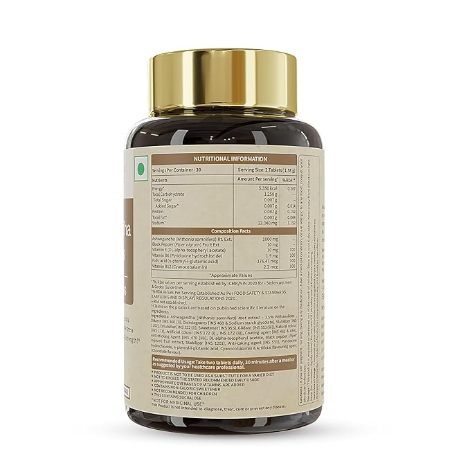 Neuherbs Ashwagandha 1000 Plus with Vitamins Tablets - 60 Count - Image 3