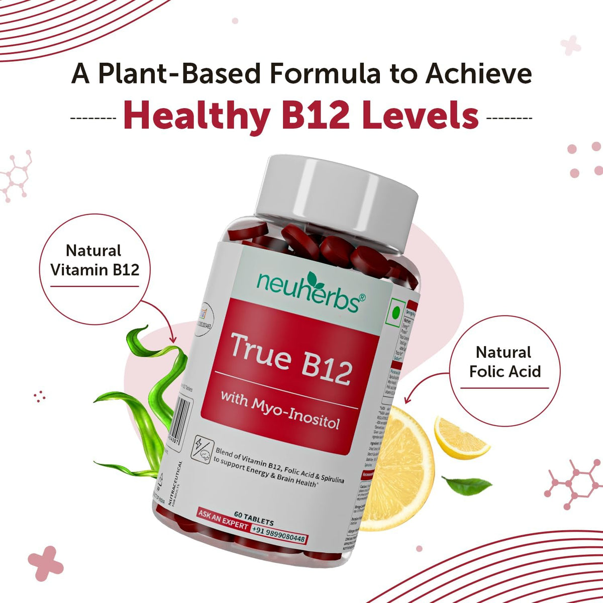 Neuherbs Plant-Based True B12 Supplements, 60 Capsules - Image 4