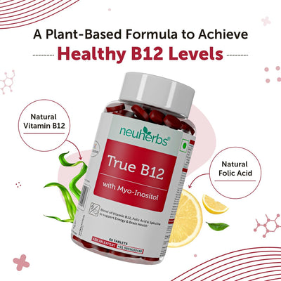 Neuherbs Plant-Based True B12 Supplements, 60 Capsules - Image 4