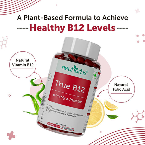 Neuherbs Plant-Based True B12 Supplements For Men & Women 60 capsules