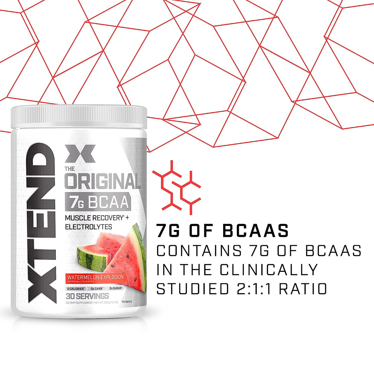 XTEND Original BCAA Powder - Watermelon Explosion, Zero Calorie, 30 Servings - Image 3