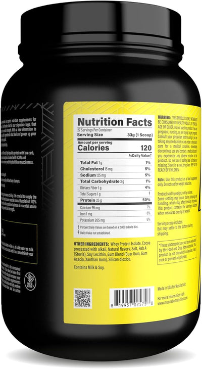 Muscle Bolt 100% Whey Protein Isolate, Chocolate Flavour, 2 lb - Image 2