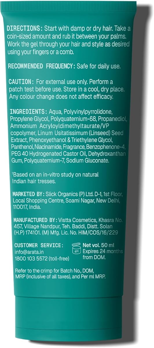 Arata All-Natural Hair Gel with Organic Flaxseed & Olive Extracts - 50 ml - Image 8