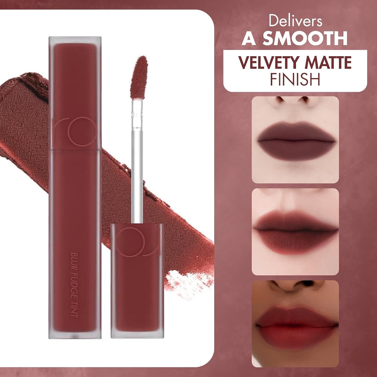 Rom&Nd Blur Fudge Tint 04 Radwood - Deep Matte Lip Colour, Soft Matte Formula, 5.5g - Image 5