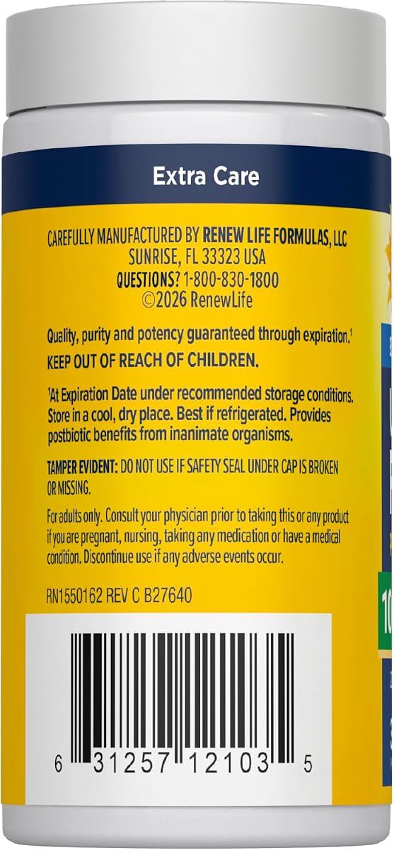 RenewLife 100 Billion Flora Probiotic Capsules - Gut Health Support - 30 Count - Image 3