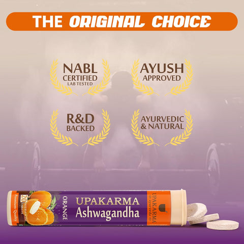 Upakarma Ashwagandha Effervescent Tablets - Orange Flavour 20 Tablets