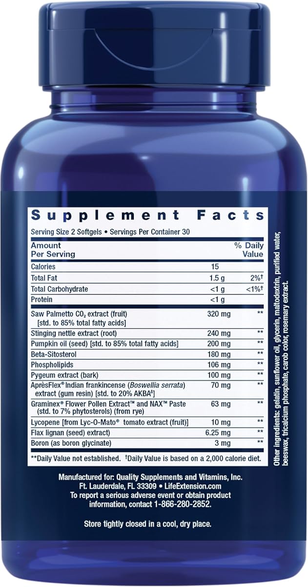 Life Extension Ultra Prostate Formula - Herbal Supplement - 60 Softgels - Image 2