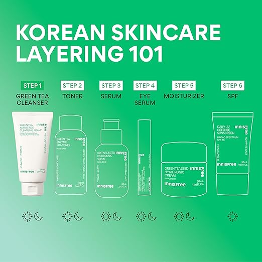 Innisfree Green Tea Amino Cleansing Foam - Face Cleanser with Green Tea, 150g - Image 3