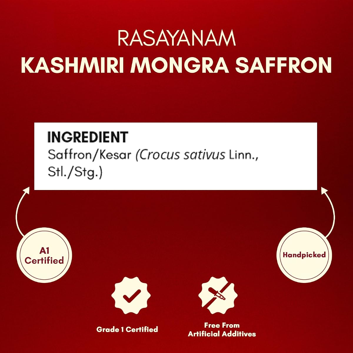 Rasayanam Kashmiri Mongra Saffron - Grade 1, Handpicked from Pampore - 1 Gram - Image 8