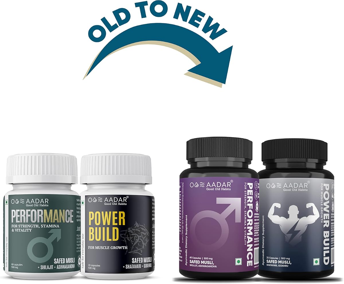 Aadar Performance & Power Build Capsules - Ayurvedic Muscle Growth, 60 & 30 Pack - Image 2
