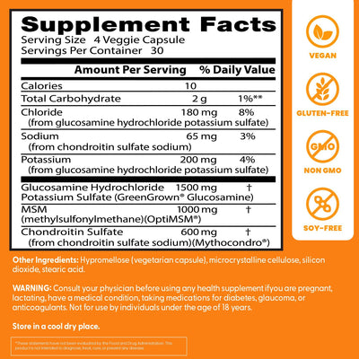 Dr Best Glucosamine Chondroitin MSM - 120 Vegetarian Capsules - Image 4